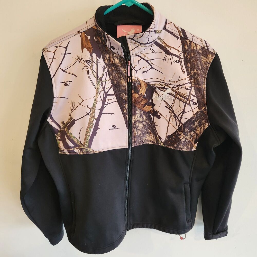 Womens Kings River Pink Mossy Oak Full Zip Camouflage  Fleece Lined Jacket Large
